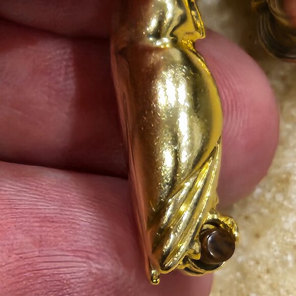 RARE VINTAGE MONICA RICH KOSANN WISDOM OWL TSAVORITE 18k GOLD CHARM PENDANT - Picture 9 of 10